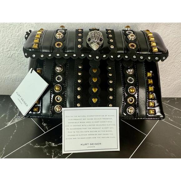 Kurt Geiger Handbags - NWT $325 Kurt Geiger Medium Stud Kensington leather crystals Black shoulder bag